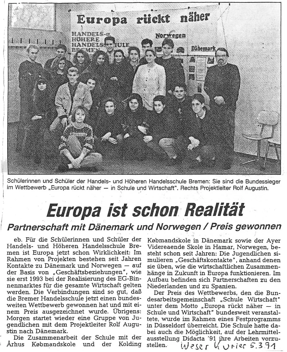 Sieg im Bundeswettbewerb Europa r&uuml;ckt n&auml;her &ndash; in Schule und Wirtschaft