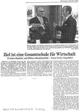 Wechsel in der Schulleitung 1972